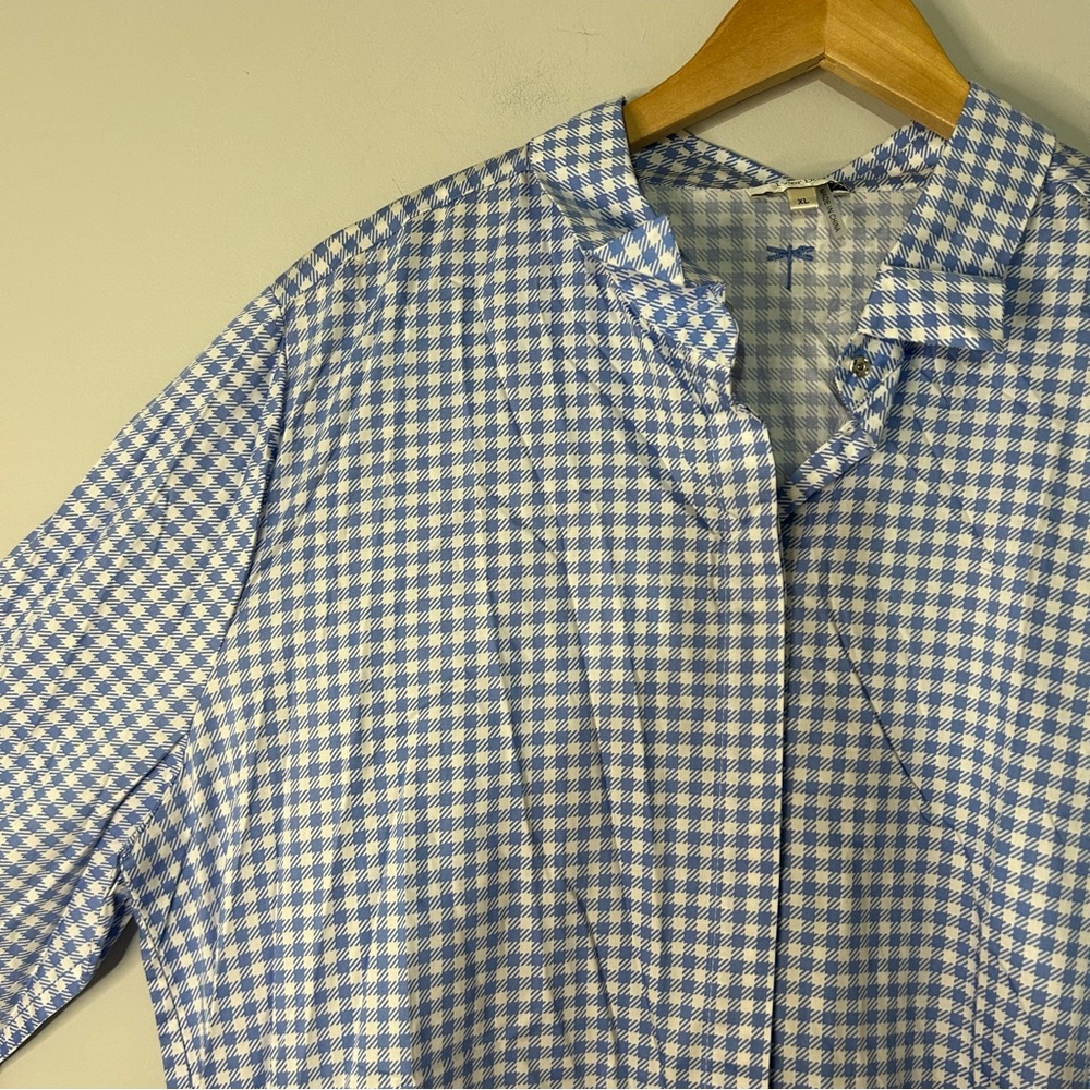 Tyler Boe Hannah Blue & White Gingham Tiered Mini Dress - Picture 4 of 7